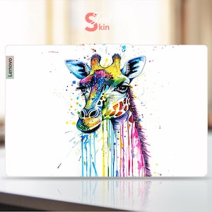 Lenovo Yoga Laptop Decal Ink Splash Style Giraffe Design Personalized Gift Vinyl Decal For Legion Thinkpad Thinkbook Ideapad Series
