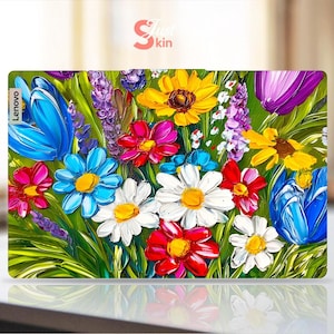 Lenovo Laptop Accessories Colorful Oil Painting Flowers Gift for Girls Vinyl Decal for Legion Yoga Thinkpad Thinkbook Ideapad Series