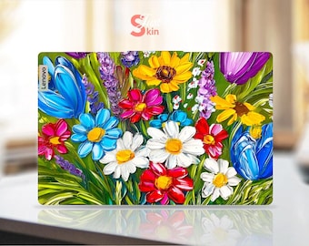 Accesorios para portátiles Lenovo, pintura al óleo colorida, flores, regalo para niñas, calcomanía de vinilo para Legion Yoga Thinkpad Thinkbook Ideapad Series