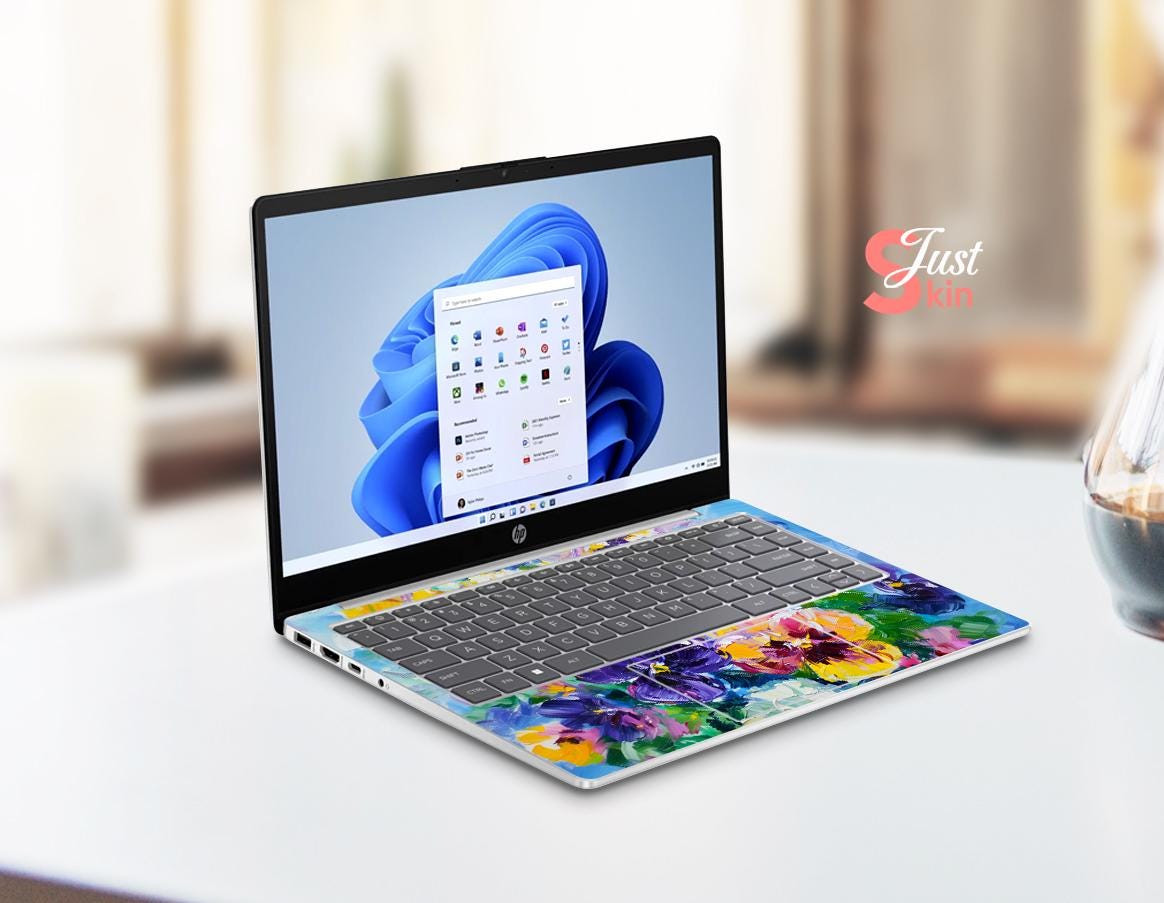 Hp Laptop Decal Oil Painting Flower Design Back to School Gift Vinyl ...