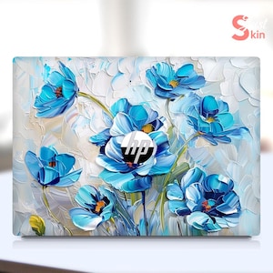 HP Envy Laptop Sticker Custom Blue Oil Painting Flowers Vinyl Decal For Spectre Pavilion Victus Omen Zbook Elite Probook Series