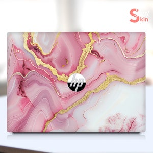 Hp Laptop Skin, Pink Marble Design Unique Valentine&#39;s Day Gift Vinyl Decal for Specter Envy Pavilion Victus Omen Zbook Elite Probook
