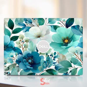 Dell Inspiron 5640 Laptop Protector, Customizable Blue Floral Pattern Vinyl Decal for Dell Xps Latitude Inspiron Vostro Precisio