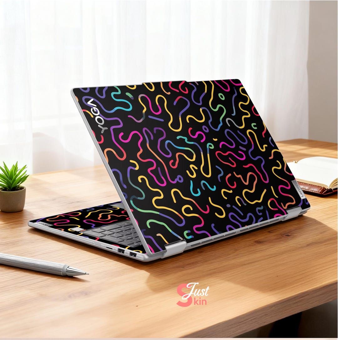 Hp Laptop Decals Dell Skin 13inch Lenovo Stickers Black Squiggle Doodle ...