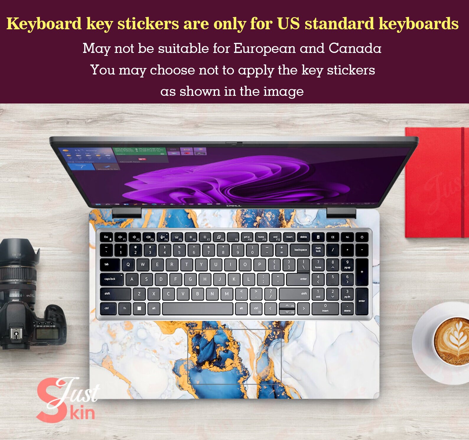 Dell Laptop Skin,dell Xps Keyboard Cover,customizable Marble Texture ...