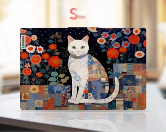 Calcomanía de vinilo personalizada con diseño de gato colorido para portátil Lenovo Legion Yoga Thinkpad Thinkbook Ideapad Series
