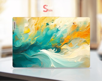 Lenovo Laptop Skin, Unique Gift Customizable Green Oil Painting Design Cool Vinyl Decal For Legion Yoga Thinkpad Thinkbook Ideapad Series