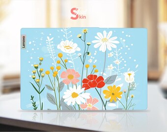 Pegatina de vinilo personalizable con diseño de flores de colores para ordenador Lenovo Legion Yoga Thinkpad Thinkbook Ideapad Series