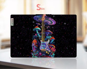 Lenovo Laptop Decal Personalized Gift Purple Cool Guitar Design Vinyl Decal for Legion Yoga Thinkpad Thinkbook Ideapad Series
