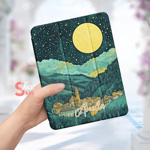 Ipad Case with Pencil Holder Moonlit Village for 2024 Air 6 Air 4/5 Ipad 10 10.9&quot; 7/8/9 10.2&quot; Ipad Pro 11&quot;12.9&#39;&#39;13&quot; Ipad Mini 6/7 Case