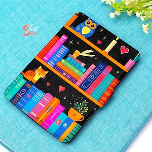 Kobo Ereader Leather Case with Book Shelf Design for Kindle 11Th Gen 2024 Kobo Clara Color Kobo Libra Color Kindle Paperwhite6 Kobo Libra 2