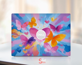 Dell Pro 14 Pc14250 Laptop Protective Film, Butterfly Heart Blooming Colorful Light Design Vinyl Decal for Thinkpad Ideapad
