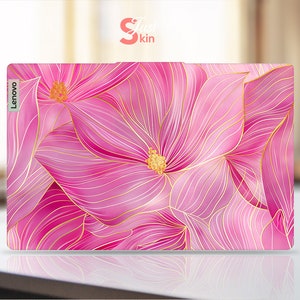 Lenovo Laptop Decal Personalized Gift Pink Fresh Lotus Design Vinyl Skin for Legion Yoga Thinkpad Thinkbook Ideapad Series