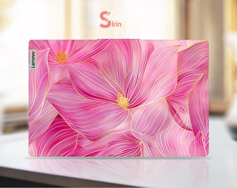 Lenovo Laptop Decal Personalized Gift Pink Fresh Lotus Design Vinyl Skin for Legion Yoga Thinkpad Thinkbook Ideapad Series