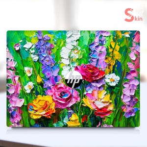 HP Laptop Skin Colorful Oil Painting Floral Pattern Gift for Mother for Specre Envy Pavilion Victus Omen Zbook Elite Probook Series