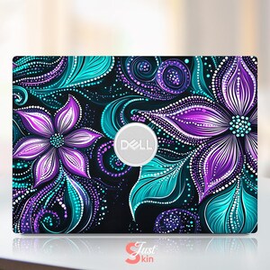 Dell Laptop Aufkleber Einzigartiges Weihnachtsgeschenk für die Familie Lila Blumen-Entwurfs-Vinyl-Aufkleber für Inspiron Vostro Precisio Serie