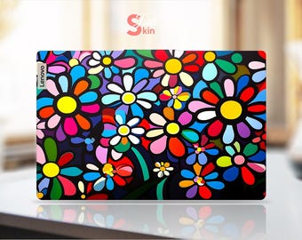Lenovo Laptop Skin Decal Skyddsfilm Söt Gåva För Dotter Färgglad Blommönster Design För Legion Thinkpad Thinkbook Ideapad-serien