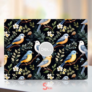 Dell Laptop Skin 14 Stickers, Valentine Gift Unique Black Bird Pattern Vinyl Decal Fits Xps Latitude Inspiron Vostro Precisio