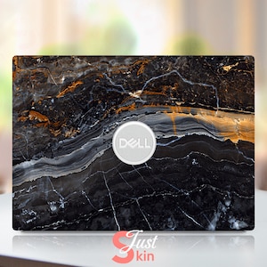 Dell Laptop Skin,Dell G15 Skins,Customizable Black Marble Texture Vinyl Decal Fits Dell Xps Latitude Inspiron Vostro Precisio