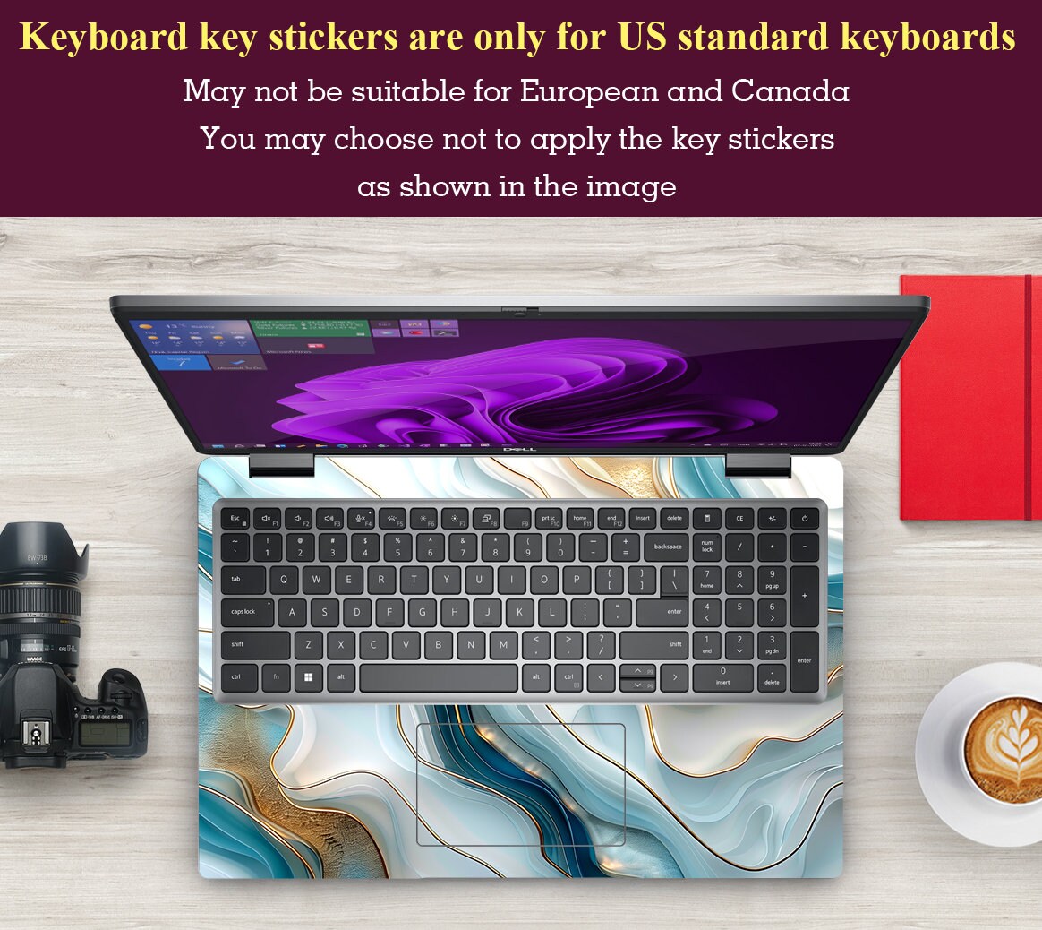Dell Computer Proetector Dell Laptop Protector, Blue Gradient Marble Texture Customizable Full ...