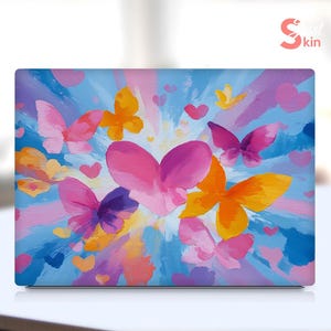 Hp Elitebook 640 G10 Laptop Protective Film, Butterfly Heart Blooming Colorful Light Design Vinyl Decal, Suitable for Thinkpad Ideapad