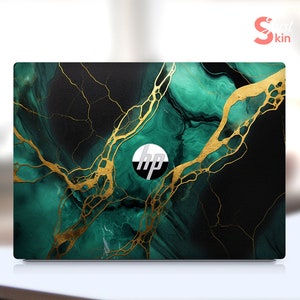 Hp Decals, 16 Inch Laptop, Unique Gift, Customization Green Marble Vinyl Skin For Spectre Envy Pavilion Victus Omen Zbook Elite Probook