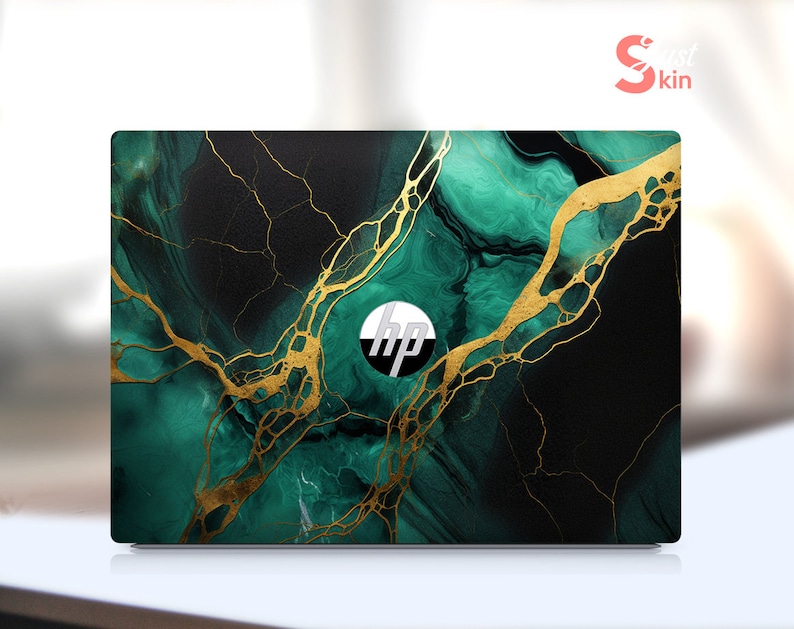 Hp Decals, 16 Inch Laptop, Unique Gift, Customization Green Marble ...