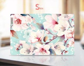 Lenovo Computer Skin Personalized White Flowers Customizable Gift Vinyl Decal for Legion Yoga Thinkpad Thinkbook Ideapad Series