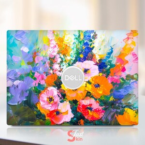 Dell G15 Laptop Sticker Colorful Oil Painting Flower Pattern Unique Gift Vinyl Decal Fits Dell XPs Latitude Inspiron Vostro Precisio Series