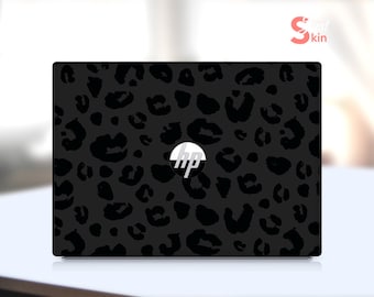 Computer Skins voor HP, gepersonaliseerd cadeau voor vrouw Black Leopard Print Vinyl Decal voor Spectre Envy Pavilion Victus Omen Zbook Elite Probook