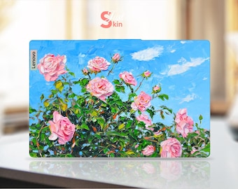 Lenovo Computer Skin Pink Oil Painting Flowers Customizable Gift Vinyl Decal for Legion Yoga Thinkpad Thinkbook Ideapad Series