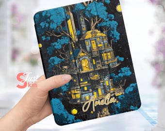 iPad-fodral Blue Palace Among the Treetops iPad-fodral iPad Air 4/5/6-fodral med pennhållare iPad Pro-9,7" iPad Mini 4/5-7,9 iPad 102022-10,9"