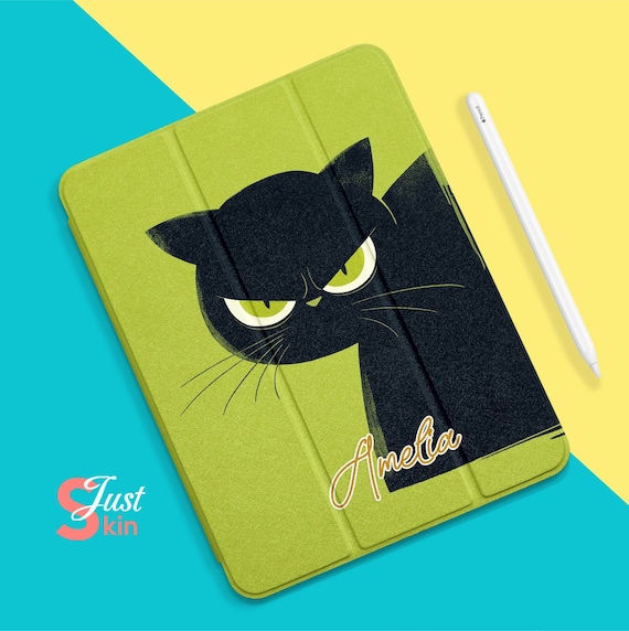 かわいいiPad Pro 13インチケース ミステリアスな黒猫ケース ゴム