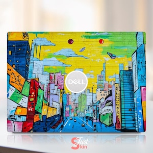Dell Laptop Decal Custom &quot;Vibrant City Mosaic&quot; Graphic Full Cover Vinyl Decal for XPS Latitude Inspiron Vostro Precisio Series