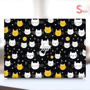 Hp Laptop Skin, Custom Sticker, Distinctive Gift, Unique Black Cat Design Vinyl Decal For Spectre Envy Pavilion Victus Zbook Elite Probook