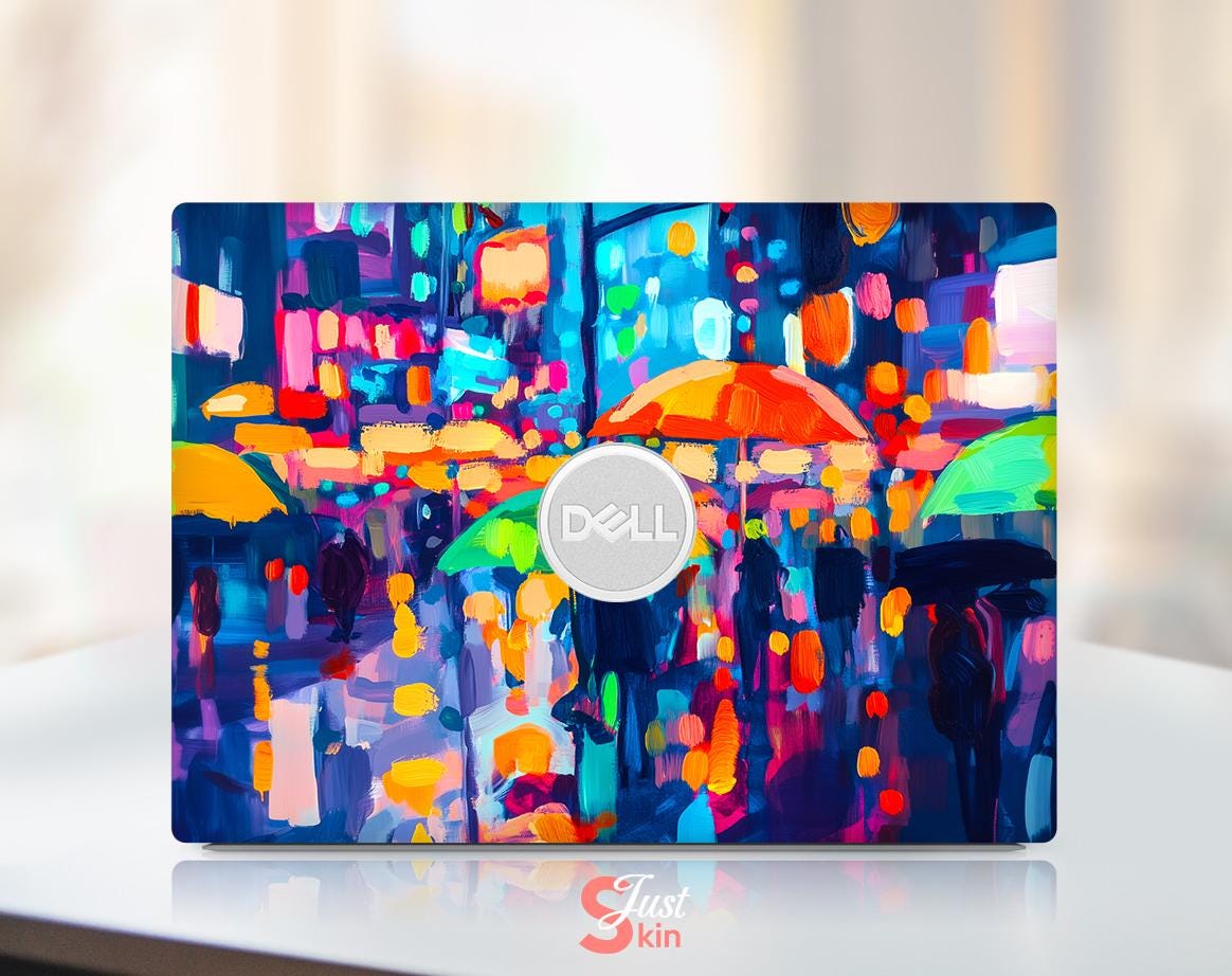 Dell Laptop Skin Protective Decals Personalized Gifts for Him Oil Painting City Night Scene Design for Dell Xps Latitude Inspiron Precision
