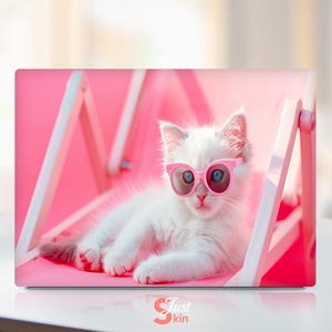 Dell Laptop Sticker Personalized Cool White Cat Design Unique Gift Vinyl Decal Fits Dell XPs Latitude Inspiron Vostro Precisio Series