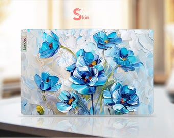 Lenovo computer skin betekenisvol cadeau blauw boeket aanpasbare vinyl sticker voor Legion Yoga Thinkpad Thinkbook Ideapad-serie