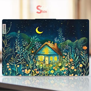 Lenovo Laptop Skin Night House Design Customizable Vinyl Decal for Legion Yoga Thinkpad Thinkbook Ideapad Series