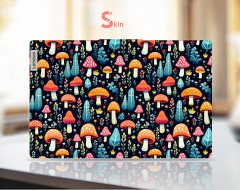 Lenovo Laptop Skin, Personalized Black Mushroom Design, Couple Gift Ideas, Vinyl Decal For Legion Yoga Thinkpad Thinkbook Ideapad Series