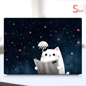 HP 17-cp3155cl Laptop Sticker Custom Cat and Book Design Vinyl Decal for Spectre Envy Pavilion Victus Omen Zbook Elite Probook Series