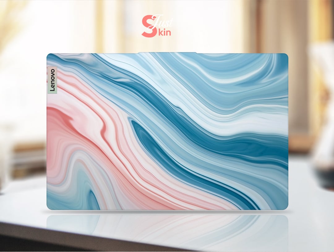 Lenovo Laptop Stickers, Anniversary Gifts for Men Blue Marble Texture