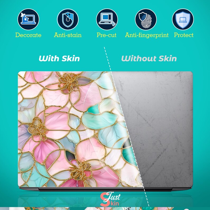 Stickers clavier HP Omnibook X 14 Dell 5550 Skin MacBook Air 15,6 Stickers Lenovo Motif floral abstrait pour Probook Precision Legion Asus image 10