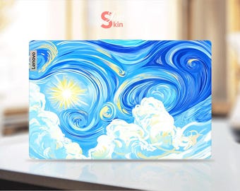 Lenovo laptop skin blauw abstract olieverfschilderij aanpasbaar cadeau vinyl sticker voor Legion yoga Thinkpad Thinkbook Ideapad-serie
