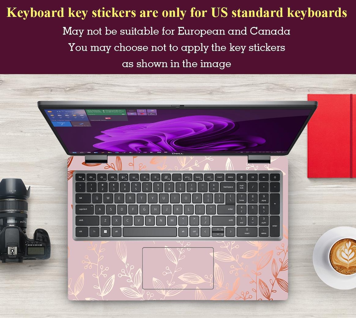 Plc Computer Decals Dell Pro 16 Pc16250 Laptop Wrap Floral Decals Rose Gold Best Friend ...
