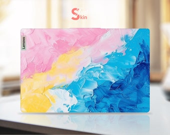 Lenovo-laptopskin, roze en blauw vinylsticker met olieverfschilderij voor zus, voor Legion Yoga Thinkpad Thinkbook Ideapad-serie