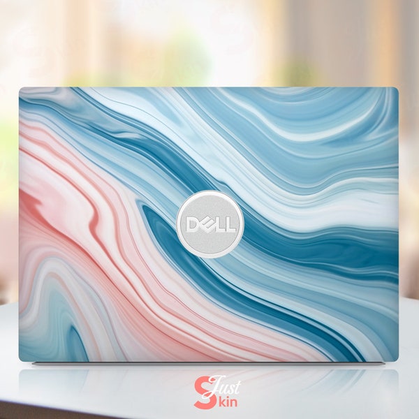 Skin per laptop Dell, protezione per il poggiapolsi, regalo unico, motivo in marmo rosa blu, decalcomania in vinile personalizzata per Xps Latitude Inspiron Vostro Precisio