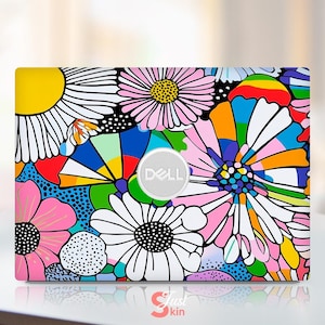 Dell Laptop Skin Schutzfolie Niedliches Geschenk für Tochter Pink Bunt Sonnenblume Design