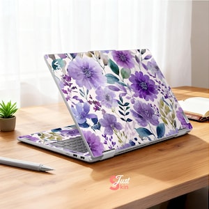 Unique Gifts for Ladies Hp Probook 440 Laptop Skin Protect Hp Envy Sticker Purple Flower Pattern Personalized Decal Macbook Dell Xps Lenovo