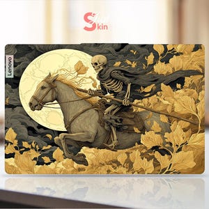 Laptop IP Slim 3 Chrome 14M868 Sticker, Unique Best Gift A Skeleton&#39;s Midnight Ride Design Cool Universal Vinyl Decal for Yoga Series